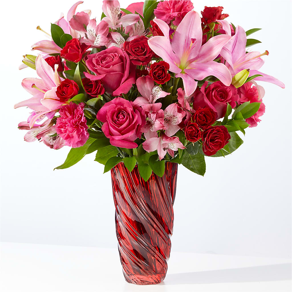 In Love Bouquet with Luxe Swirl Vase – Windsor Florist Inc., The, New York NY
