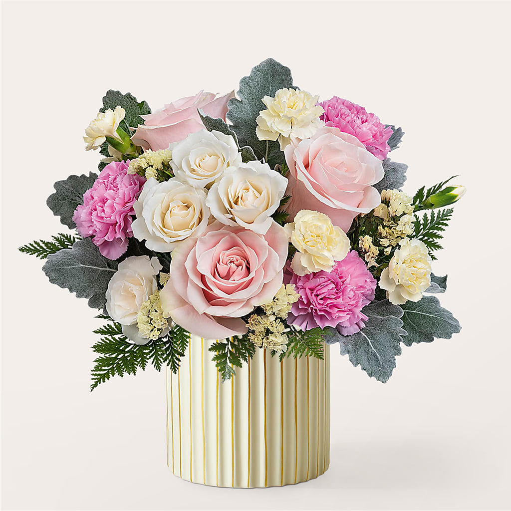 Blissful Moments Bouquet with Ivory Vase – Windsor Florist Inc., The, New York NY