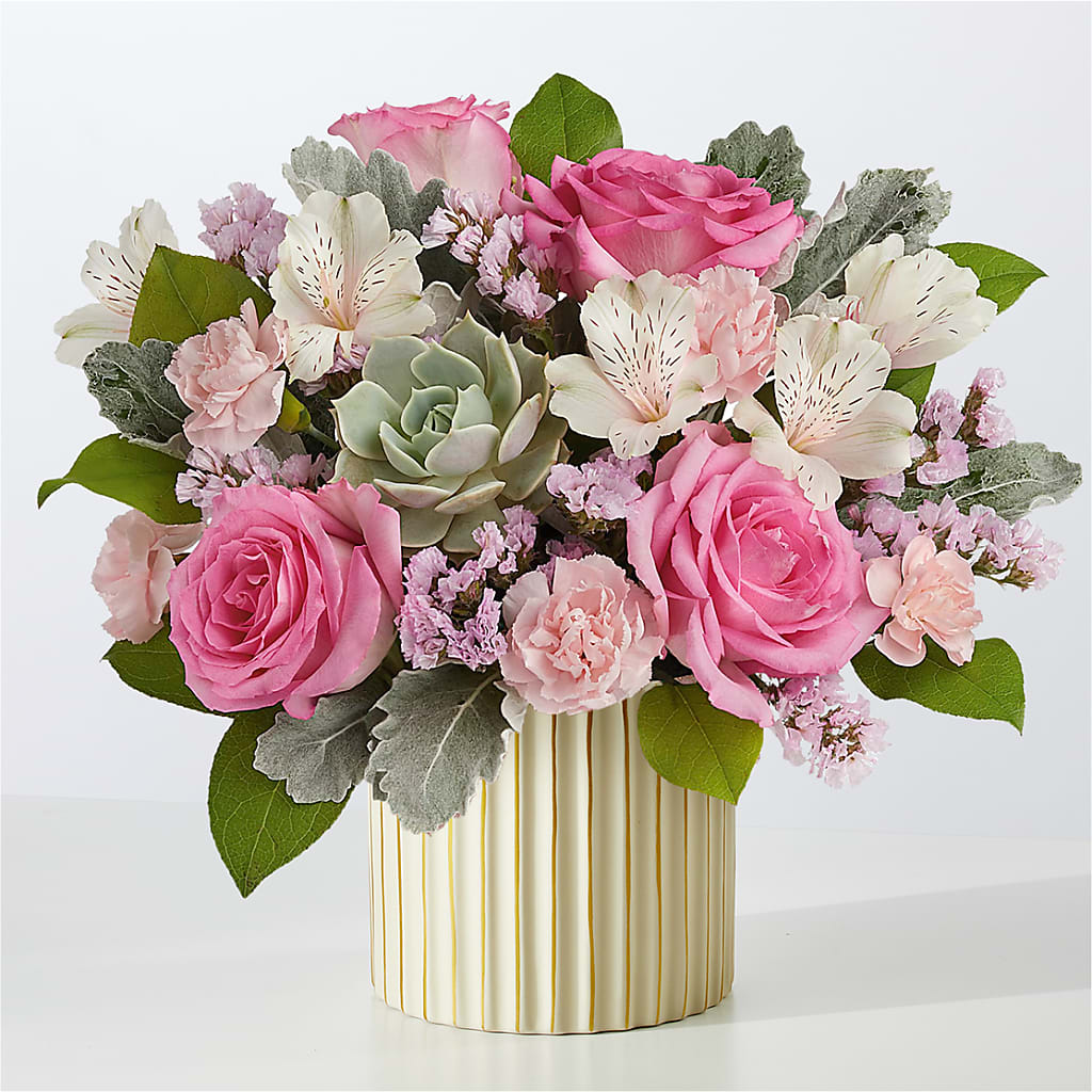 Dusty Rose Bouquet with Ivory Vase – Windsor Florist Inc., The, New York NY