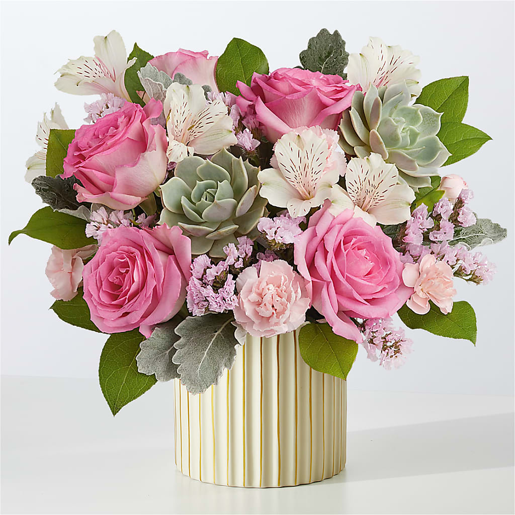 Dusty Rose Bouquet with Ivory Vase – Windsor Florist Inc., The, New York NY