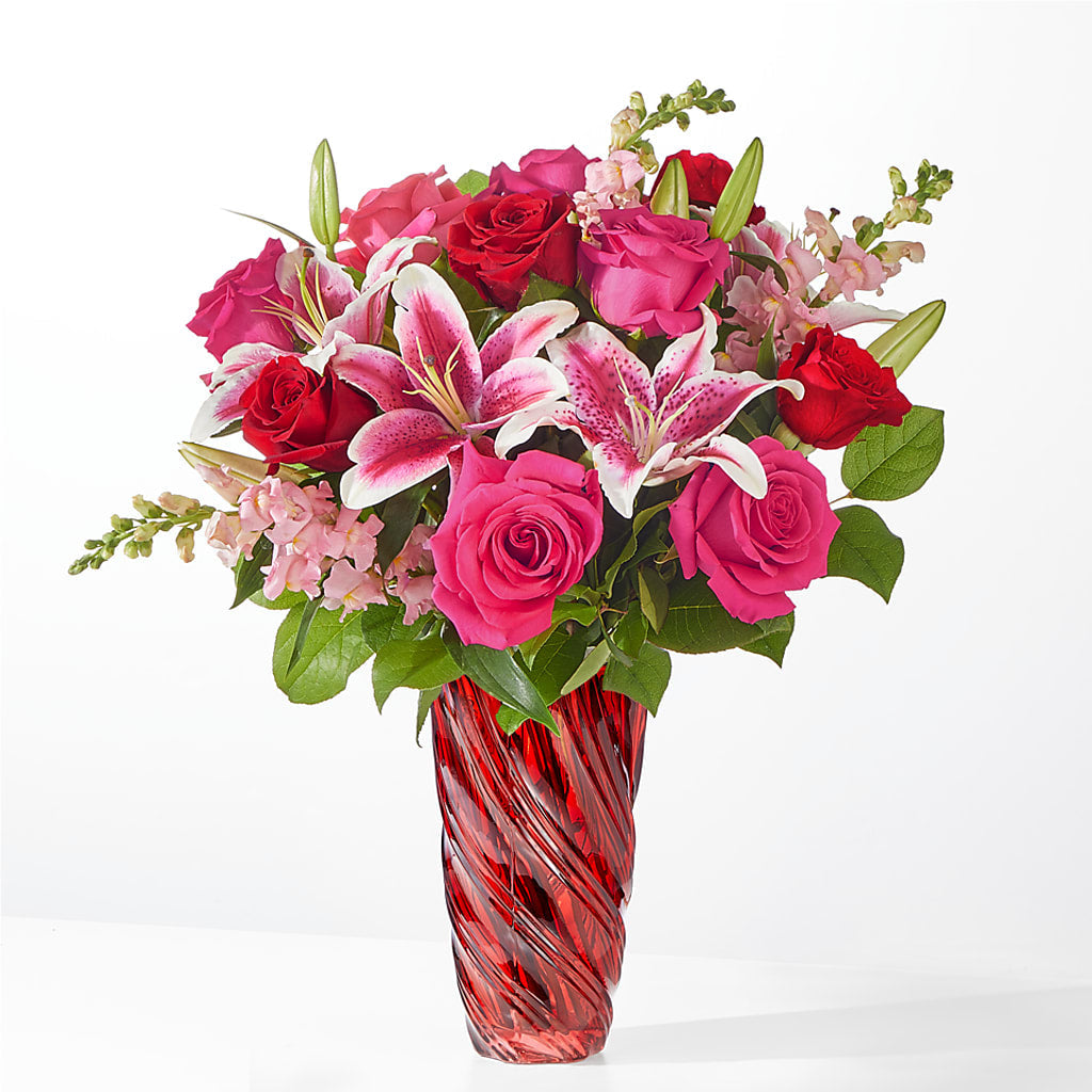 Always You Bouquet with Luxe Swirl Vase – Windsor Florist Inc., The, New York NY