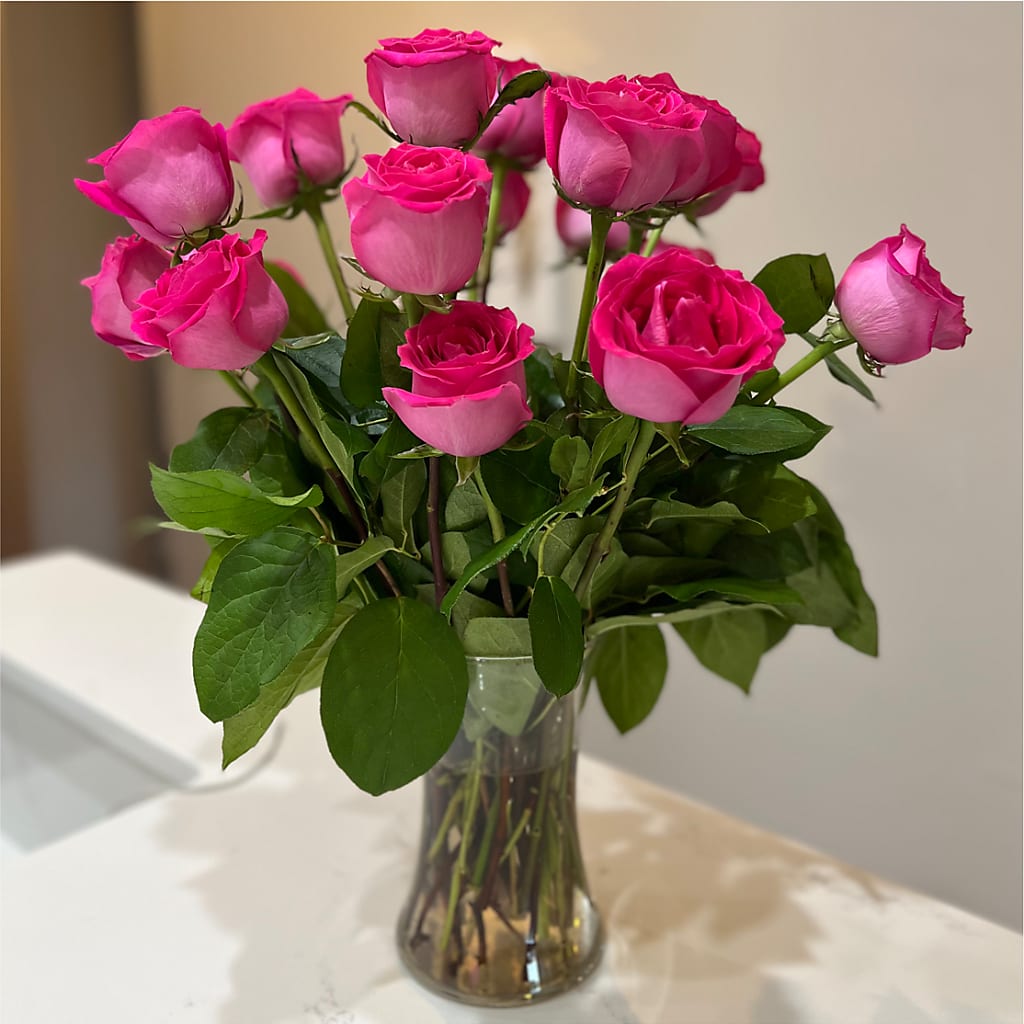 Long Stem Pink Rose Bouquet –  Windsor Florist Inc., The, New York NY